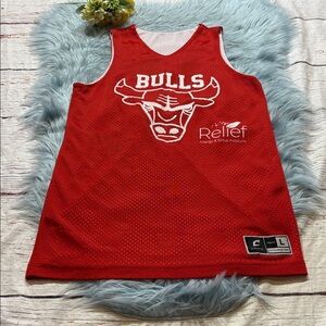 Chicago Bulls Reversible Red White Bulls Basketball Jersey sz L